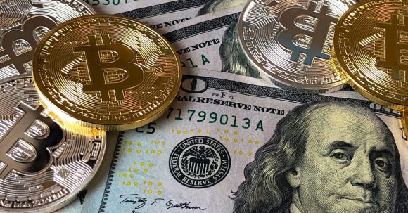 Stock Market - Bitcoins and U.s Dollar Bills